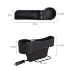 Car Multi-functional Co-pilot Seat Console PU Leather Box Cigarette Lighter Charging Pocket Cup Holder Seat Gap Side Storage Box, Co-pilot Seat