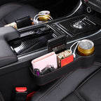 Car Multi-functional Co-pilot Seat Console PU Leather Box Cigarette Lighter Charging Pocket Cup Holder Seat Gap Side Storage Box, Co-pilot Seat