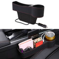 Car Multi-functional Co-pilot Seat Console PU Leather Box Cigarette Lighter Charging Pocket Cup Holder Seat Gap Side Storage Box, Co-pilot Seat Co-pilot Seat Black