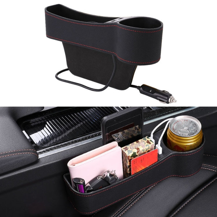 Car Multi-functional Co-pilot Seat Console PU Leather Box Cigarette Lighter Charging Pocket Cup Holder Seat Gap Side Storage Box, Co-pilot Seat Co-pilot Seat Black