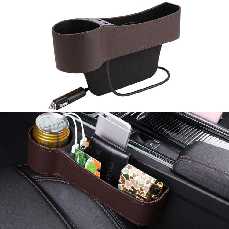 Car Multi-functional Driver Seat Console PU Leather Box Cigarette Lighter Charging Pocket Cup Holder Seat Gap Side Storage Box, Driver Seat Driver Seat Coffee