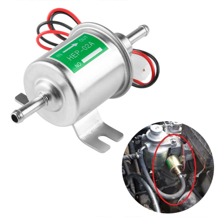HEP-02A Universal Car 12V Fuel Pump Inline Low Pressure Electric Fuel Pump, 12V (Gold), 12V (Silver) – TPU 12V (Silver) Silver