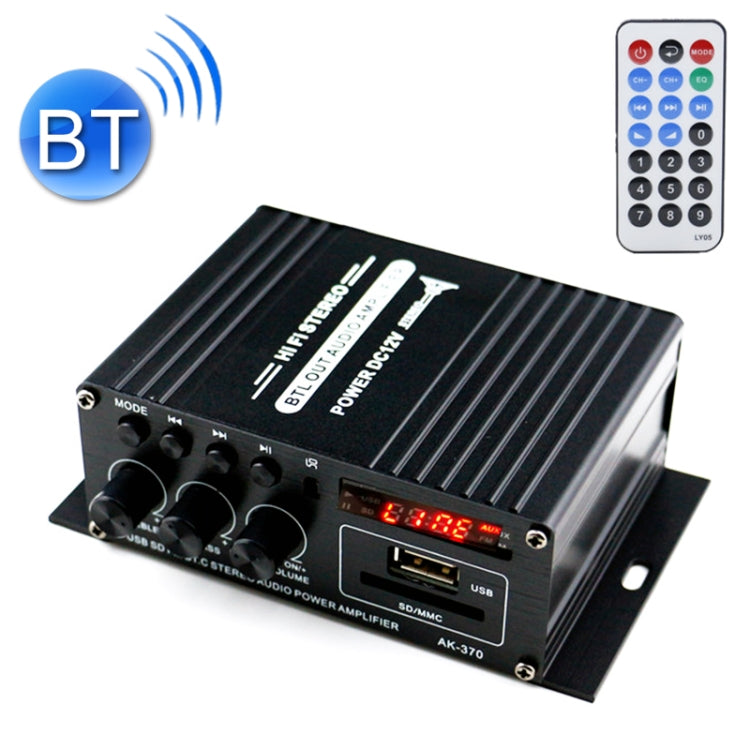 AK370 12V Household / Car Bluetooth HIFI Amplifier Audio with Remote Control , AK370 AK370