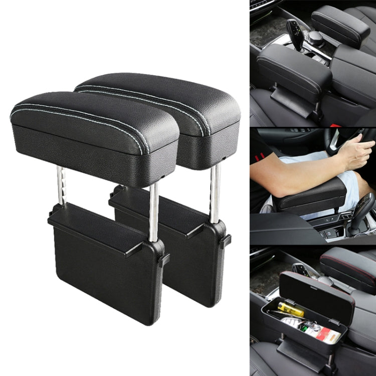 2 PCS Universal Car PU Leather Wrapped Armrest Box Cushion Car Armrest Box Mat with Storage Box, 2pcs(Brown), 2pcs(Black), 2pcs (Black Red), 2pcs(Black White), 2pcs(Beige) – Leather 2pcs(Black White) Black White