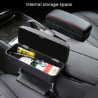 2 PCS Universal Car PU Leather Wrapped Armrest Box Cushion Car Armrest Box Mat with Storage Box, 2pcs(Brown), 2pcs(Black), 2pcs (Black Red), 2pcs(Black White), 2pcs(Beige)