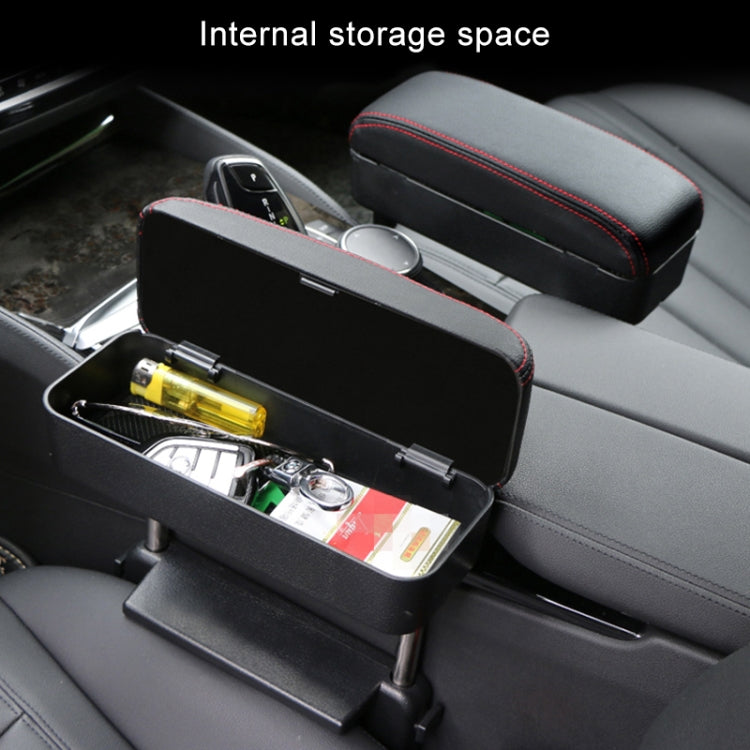 2 PCS Universal Car PU Leather Wrapped Armrest Box Cushion Car Armrest Box Mat with Storage Box, 2pcs(Brown), 2pcs(Black), 2pcs (Black Red), 2pcs(Black White), 2pcs(Beige)