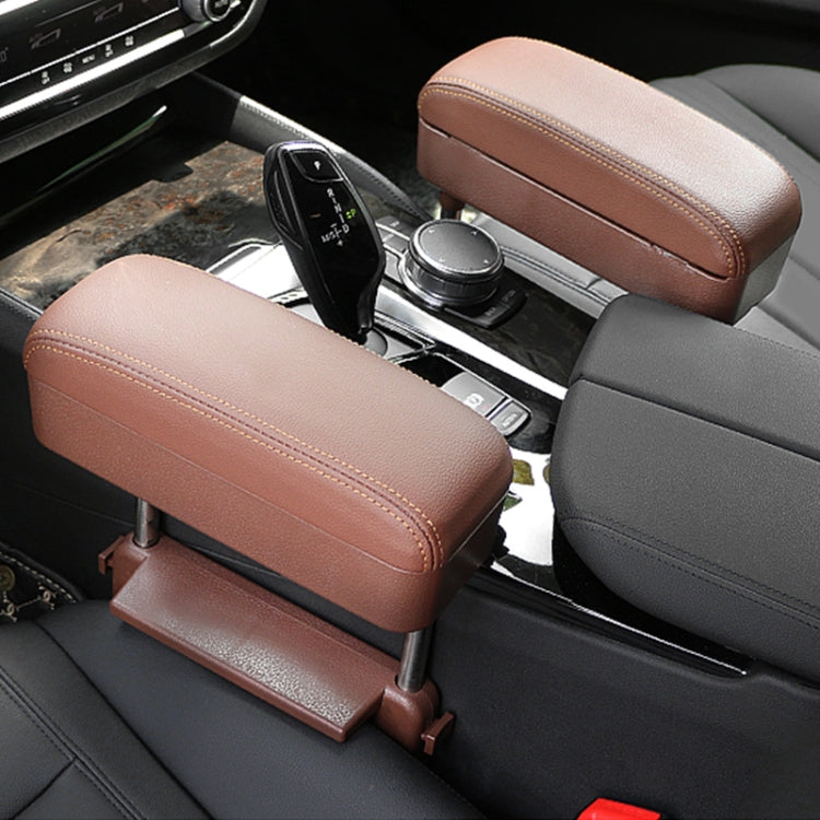 2 PCS Universal Car PU Leather Wrapped Armrest Box Cushion Car Armrest Box Mat with Storage Box, 2pcs(Brown), 2pcs(Black), 2pcs (Black Red), 2pcs(Black White), 2pcs(Beige)