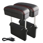2 PCS Universal Car Wireless Qi Standard Charger PU Leather Wrapped Armrest Box Cushion Car Armrest Box Mat with Storage Box, 2pcs(Black Red), 2pcs(Black White), 2pcs(Grey), 2pcs(Beige), 2pcs(Brown)