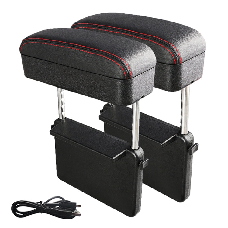 2 PCS Universal Car Wireless Qi Standard Charger PU Leather Wrapped Armrest Box Cushion Car Armrest Box Mat with Storage Box, 2pcs(Black Red), 2pcs(Black White), 2pcs(Grey), 2pcs(Beige), 2pcs(Brown)