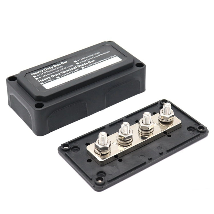 Max DC 48V 300A Heavy-Duty Module Design Bus Bar 4 M8 Terminal Studs Box Busbar for Car / RV / Boat, 300A 300A