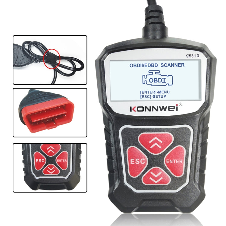 KONNWEI KW310 OBD Car Fault Detector Code Reader ELM327 OBD2 Scanner Diagnostic Tool, KW310 KW310 Black