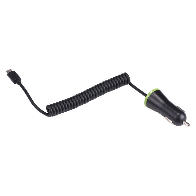 17W 3.4A Mini USB Car Charger with USB-C / Type-C Spring Cable, USB-C / Type-C – Bluetooth, TPU, Non-slip