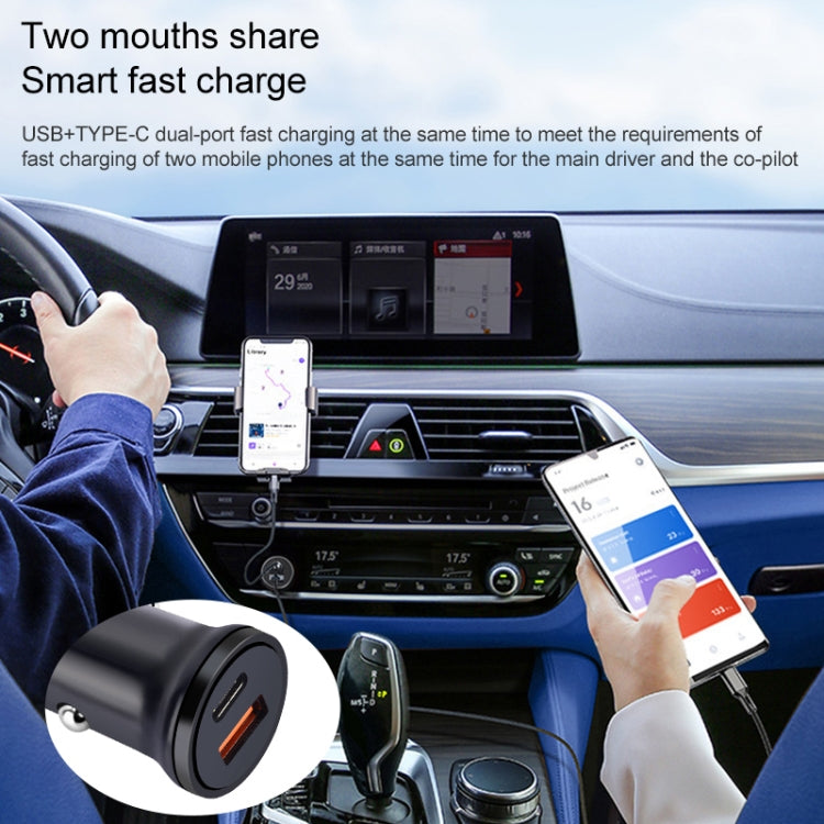 PD 20W USB-C / Type-C + QC 3.0 USB Interface Fast Charging Car Charger – Fast Charging, TPU