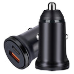 PD 20W USB-C / Type-C + QC 3.0 USB Interface Fast Charging Car Charger – Fast Charging, TPU Black