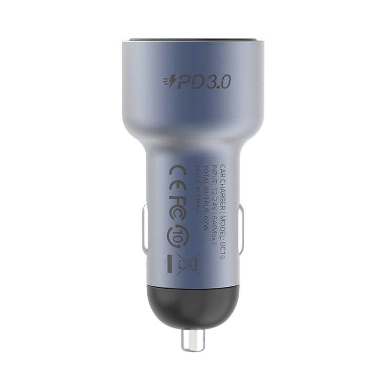 MOMAX UC16E 67W USB-C / Type-C + USB Dual Ports Car Charger, 67W – Aluminum Alloy, TPU