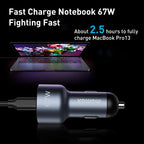 MOMAX UC16E 67W USB-C / Type-C + USB Dual Ports Car Charger, 67W – Aluminum Alloy, TPU