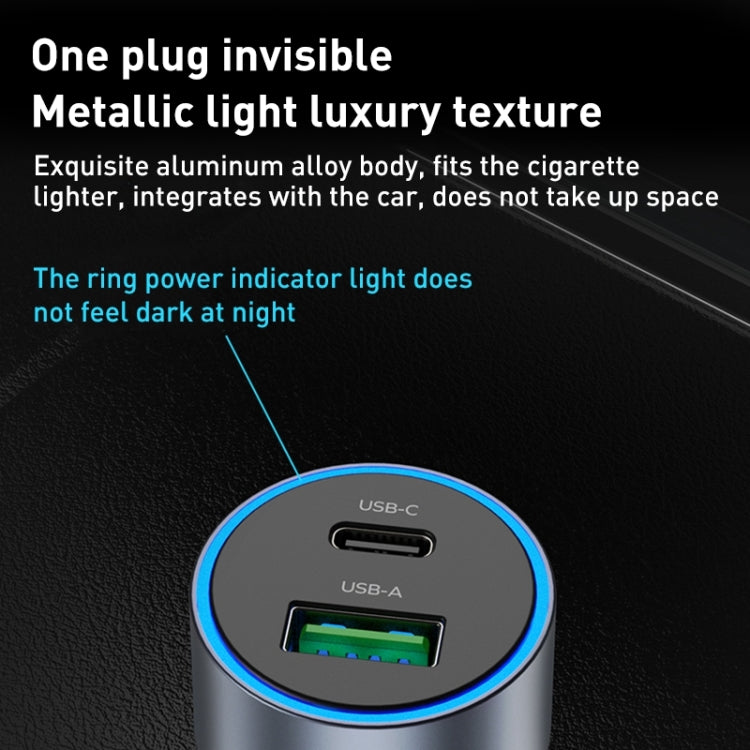 MOMAX UC16E 67W USB-C / Type-C + USB Dual Ports Car Charger, 67W – Aluminum Alloy, TPU