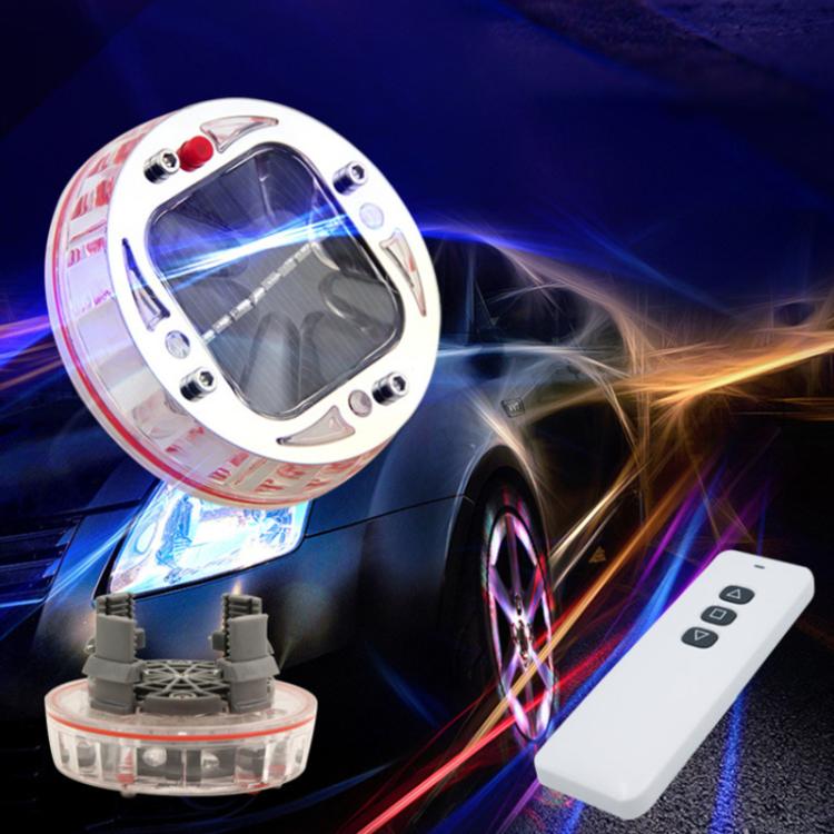 4 PCS Solar LED Car Tire Decoration Flashing Lights Colorful Wheels Hub Atmosphere Lights Infrared Remote Control, Infrared Remote Control Infrared Remote Control