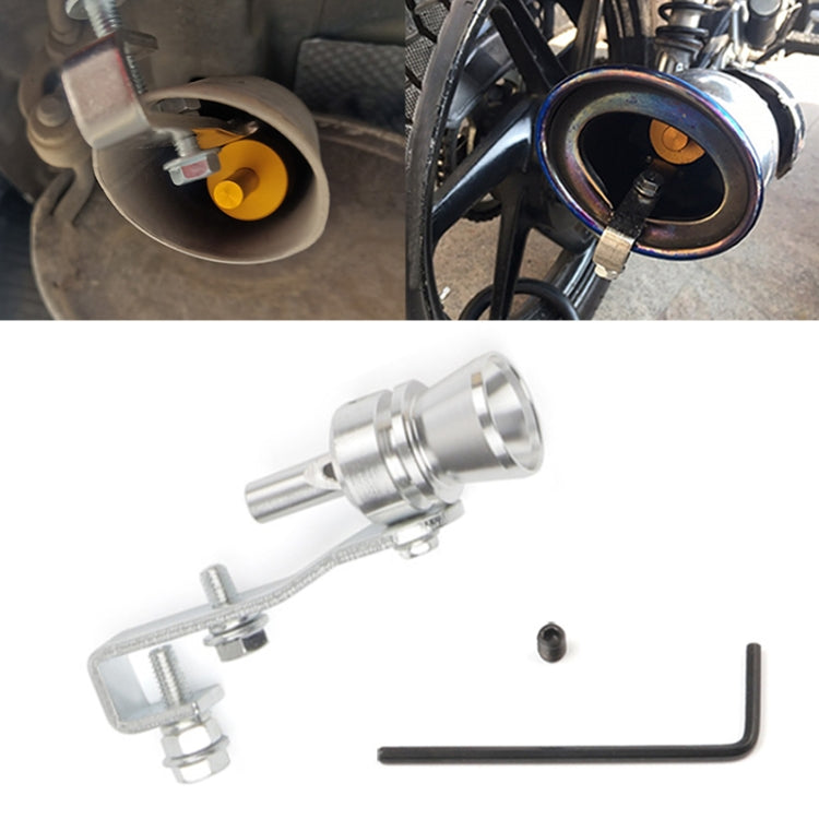 Universal Aluminum Turbo Sound Exhaust Muffler Pipe Whistle Car / Motorcycle Simulator Whistler, Size: M, Outside Diameter: 23mm, Size: M (Black), Size: M (Gold), Size: M (Blue), Size: M (Red), Size: M (Silver) – Aluminum Alloy Size: M (Silver) Silver
