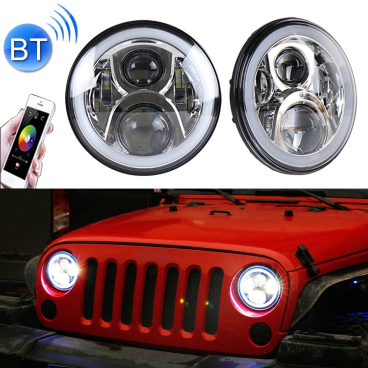 2 PCS 7 inch DC12V 6000K-6500K 50W Car LED Headlight Cree Lamp Beads for Jeep Wrangler / Harley, Support APP + Bluetooth Control, DC12V 6000K-6500K 50W DC12V 6000K-6500K 50W Silver