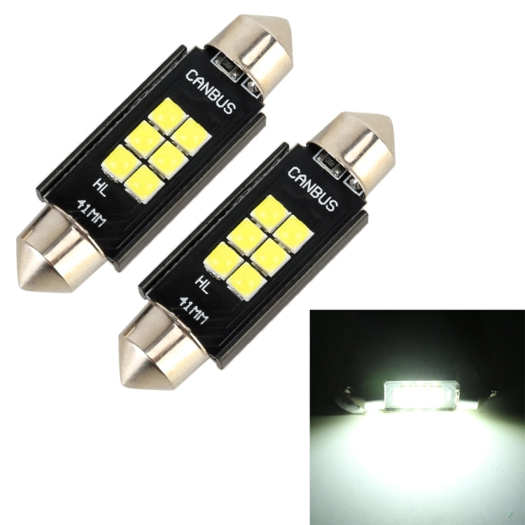 2 PCS 41mm DC12V / 2.5W / 6000K / 170LM 6LEDs SMD-3030 Car Reading Lamp Dome Light, 41mm 41mm