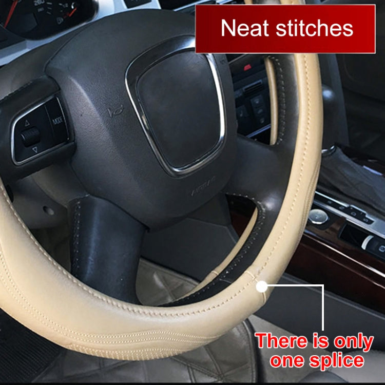 Universal Car Genuine Leather Pinhole Steering Wheel Cover, Diameter: 38cm – Wear-resistant, Leather