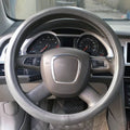 Universal Car Genuine Leather Pinhole Steering Wheel Cover, Diameter: 38cm – Wear-resistant, Leather Grey