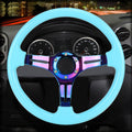 Car Colorful Modified Racing Sport Horn Button Steering Wheel, Diameter: 34.6cm – Durable Build, Easy to Use Sky Blue