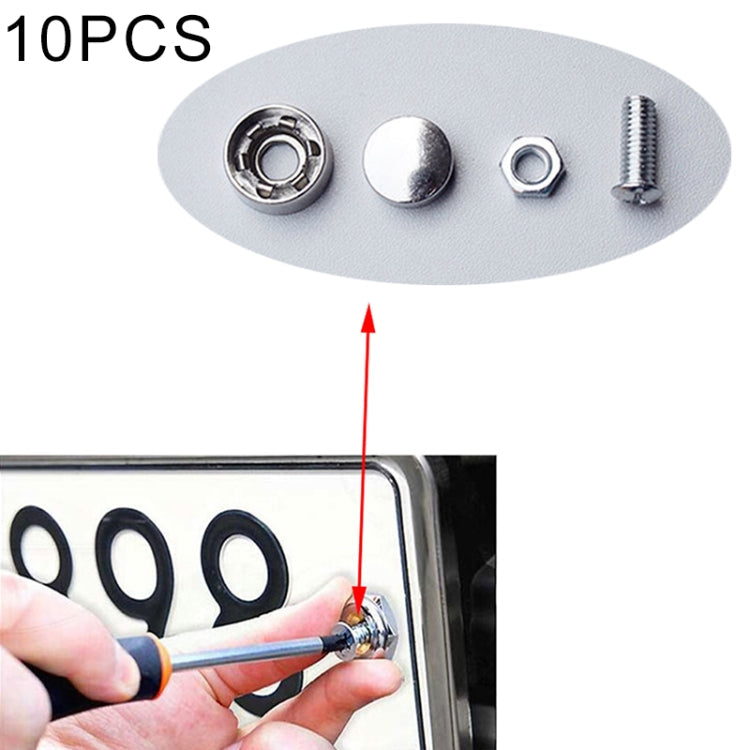 10 Sets Anti-theft Screws Car License Plate Bolts Frame Screws, 10 Sets 10 Sets