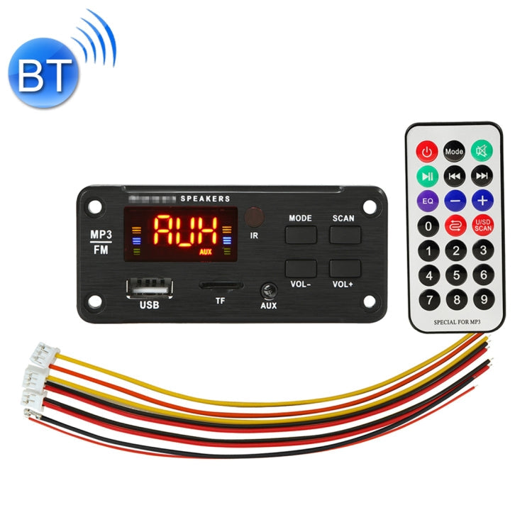 Car 12V Color Screen Display Bluetooth 5.0 Audio MP3 Player Decoder Board FM Radio TF Card USB 3.5mm AUX, with Remote Control, 12V 12V