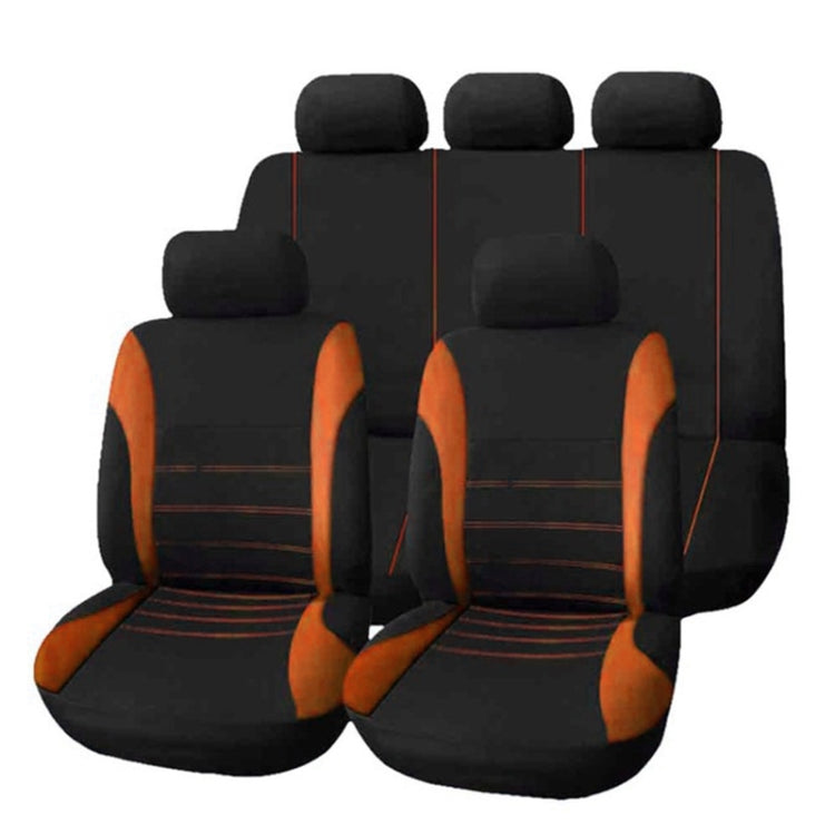 9 in 1 Universal Four Seasons Anti-Slippery Cushion Mat Set for 5 Seat Car, Style: Stitches, Stitches Style – Wear-resistant Stitches Style Orange