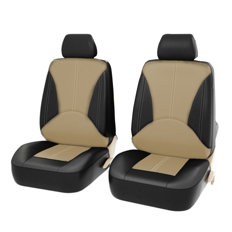4 in 1 Universal PU Leather Four Seasons Anti-Slippery Front Seat Cover Cushion Mat Set for 2 Seat Car – Wear-resistant, Leather, For 2 Seat Car For 2 Seat Car Beige