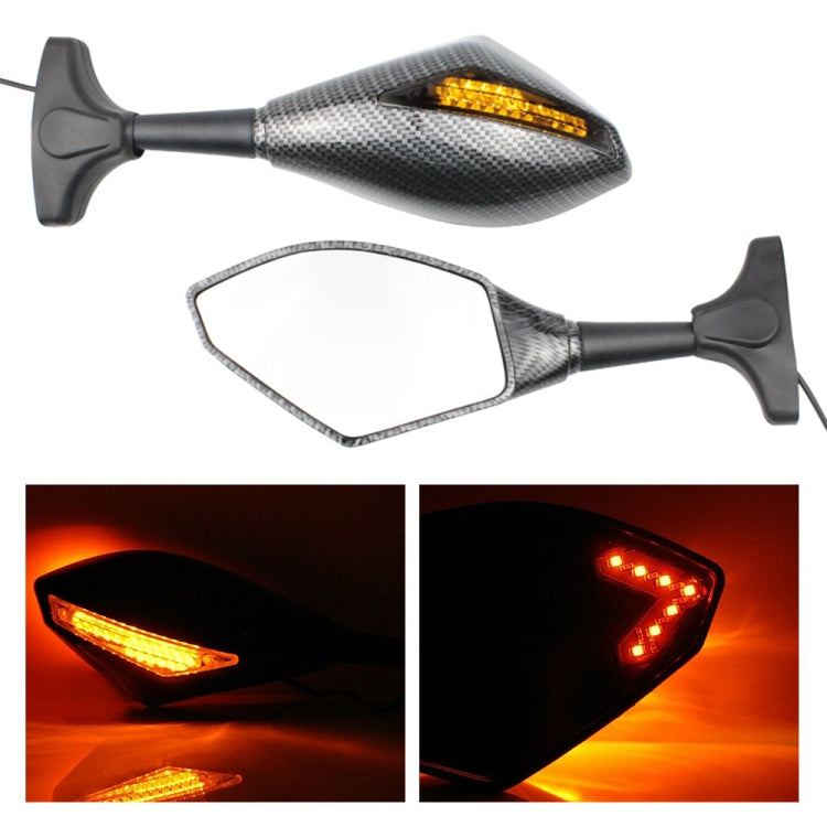 Motorcycle Modified Rear View Mirror Set with Light for Kawasaki, MB-MR021-BK, Carbon Fiber Black – Durable Build, Easy to Use Carbon Fiber Black Carbon Fiber Black
