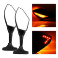 Motorcycle Modified Rear View Mirror Set with Light for Kawasaki, MB-MR021-BK, Carbon Fiber Black MB-MR021-BK Black