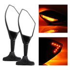 Motorcycle Modified Rear View Mirror Set with Light for Kawasaki, MB-MR021-BK, Carbon Fiber Black MB-MR021-BK Black