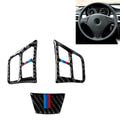 3 in 1 Car Carbon Fiber Tricolor Steering Wheel Button Decorative Sticker for BMW 3 Series E90 2005-2012, Left and Right Drive Universal, For BMW 3 Series E90 2005-2012(Tricolor) For BMW 3 Series E90 2005-2012(Tricolor)