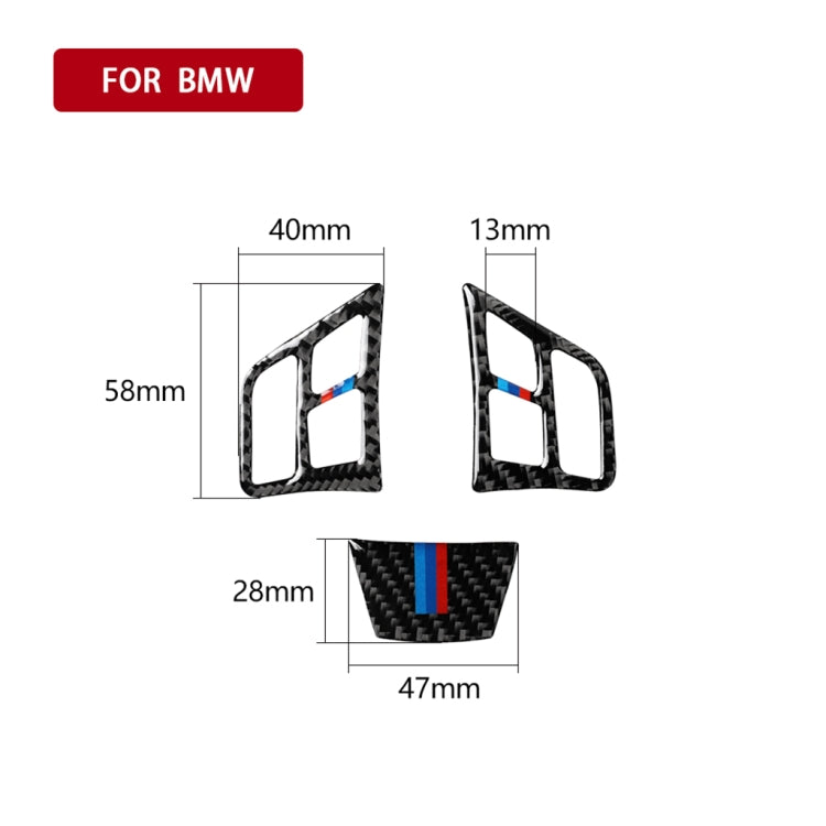 3 in 1 Car Carbon Fiber Tricolor Steering Wheel Button Decorative Sticker for BMW 3 Series E90 2005-2012, Left and Right Drive Universal, For BMW 3 Series E90 2005-2012(Tricolor)