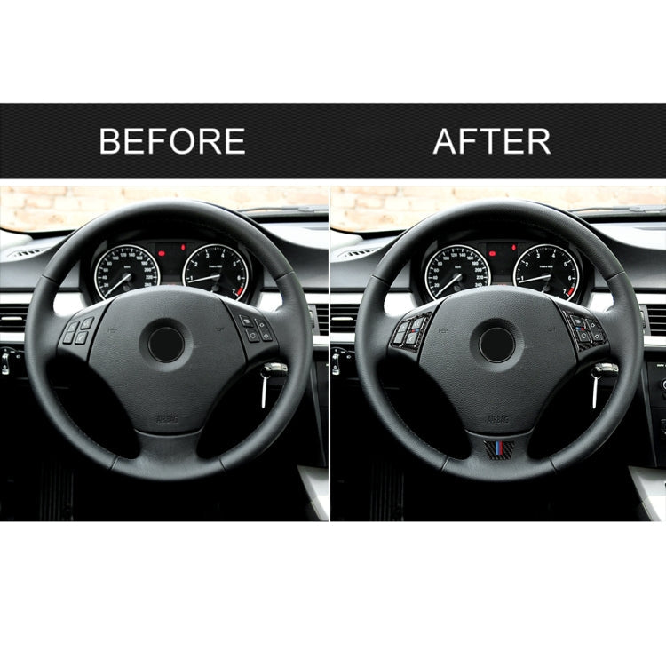 3 in 1 Car Carbon Fiber Tricolor Steering Wheel Button Decorative Sticker for BMW 3 Series E90 2005-2012, Left and Right Drive Universal, For BMW 3 Series E90 2005-2012(Tricolor)