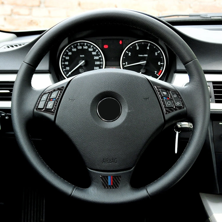 3 in 1 Car Carbon Fiber Tricolor Steering Wheel Button Decorative Sticker for BMW 3 Series E90 2005-2012, Left and Right Drive Universal, For BMW 3 Series E90 2005-2012(Tricolor)
