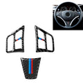 3 in 1 Car Carbon Fiber Tricolor Color Steering Wheel Button Decorative Sticker for BMW 3 Series E90 2005-2012, Left and Right Drive Universal, For BMW 3 Series E90 2005-2012(Tricolor,A) For BMW 3 Series E90 2005-2012(Tricolor,A)