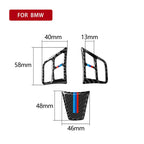 3 in 1 Car Carbon Fiber Tricolor Color Steering Wheel Button Decorative Sticker for BMW 3 Series E90 2005-2012, Left and Right Drive Universal, For BMW 3 Series E90 2005-2012(Tricolor,A)