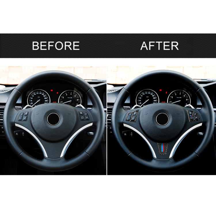3 in 1 Car Carbon Fiber Tricolor Color Steering Wheel Button Decorative Sticker for BMW 3 Series E90 2005-2012, Left and Right Drive Universal, For BMW 3 Series E90 2005-2012(Tricolor,A)