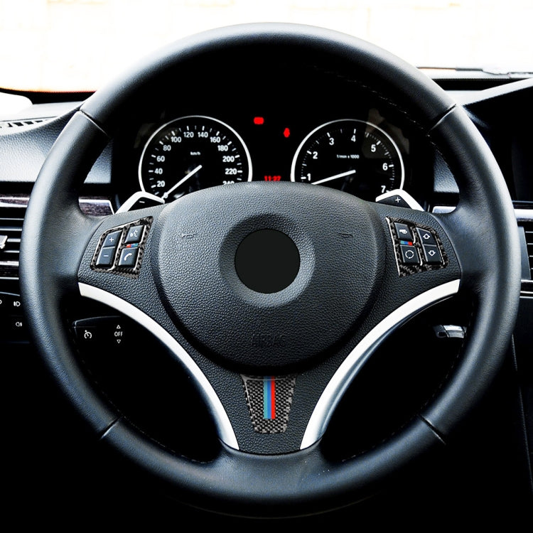 3 in 1 Car Carbon Fiber Tricolor Color Steering Wheel Button Decorative Sticker for BMW 3 Series E90 2005-2012, Left and Right Drive Universal, For BMW 3 Series E90 2005-2012(Tricolor,A)
