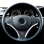3 in 1 Car Carbon Fiber Tricolor Color Steering Wheel Button Decorative Sticker for BMW 3 Series E90 2005-2012, Left and Right Drive Universal, For BMW 3 Series E90 2005-2012(Tricolor,A)