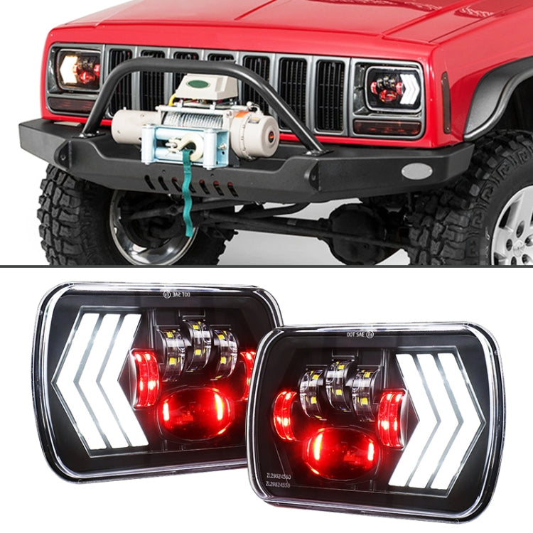 2 PCS 5X7 inch Car Modified Red Background LED Square Headlamp for Jeep Wrangler, For Jeep Wrangler(5X7 inch) For Jeep Wrangler(5X7 inch)