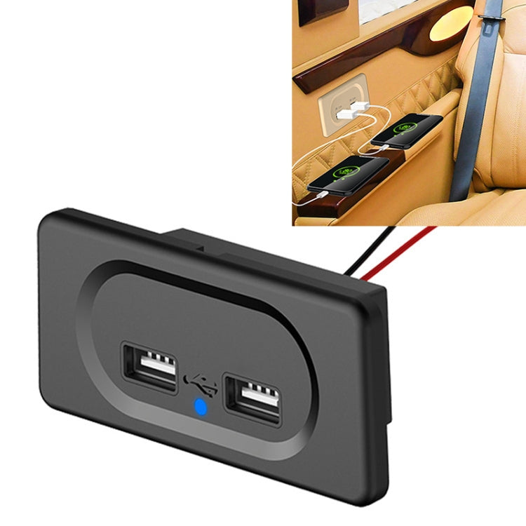 4.8A Short Cable RV Bus Modified Car Charger Dual USB Charger, 4.8A 4.8A