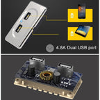 4.8A Short Cable RV Bus Modified Car Charger Dual USB Charger, 4.8A
