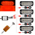 DC12V-24V / 18W 4 in 1 Front Grille Emergency Strobe Flash Warning Light Pickup 12LEDs Side Light Wireless Control 16 Modes Red Light