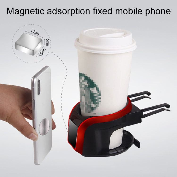 2 in 1 Car Air Outlet Magnetic Mount Beverage Cup Stand Phone Holder, 2 in 1 Phone Holder, 2 in 1 Phone Holder(Red) – Magnetic