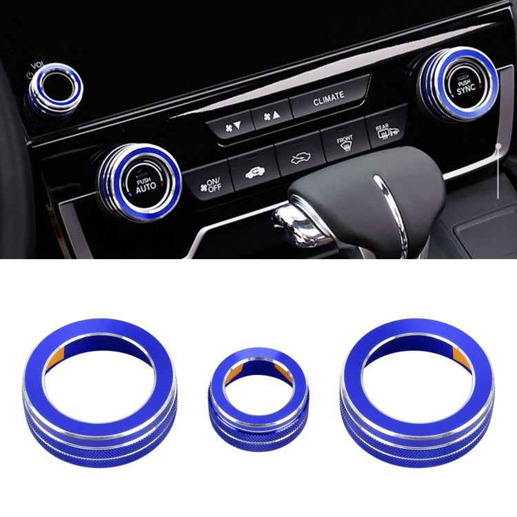 3 PCS Car Metal Air Conditioner Knob Case for Honda CR-V 2017, For Honda CR-V 2017 (Blue), For Honda CR-V 2017 (Red) For Honda CR-V 2017 (Blue) Blue